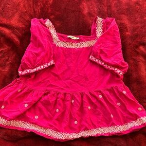 Girls Pink Embroidered Top